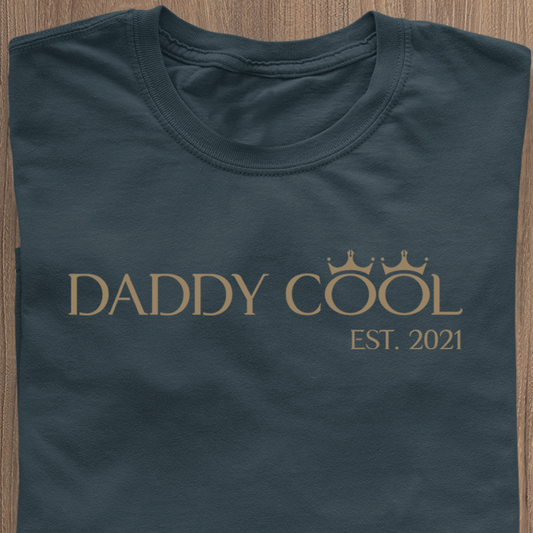 Daddy Cool T-Shirt Gold Lettering - Date Customizable